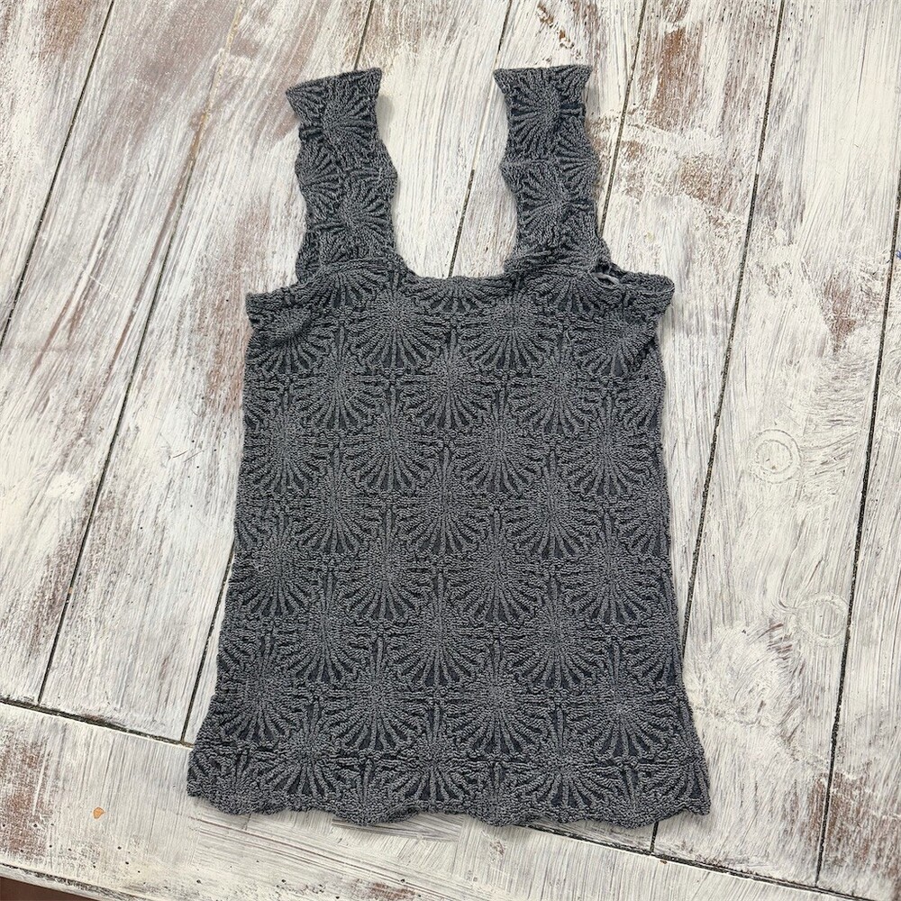 Free People Intimately Cami Tank Top Womens M/L Charcoal Gray Floral